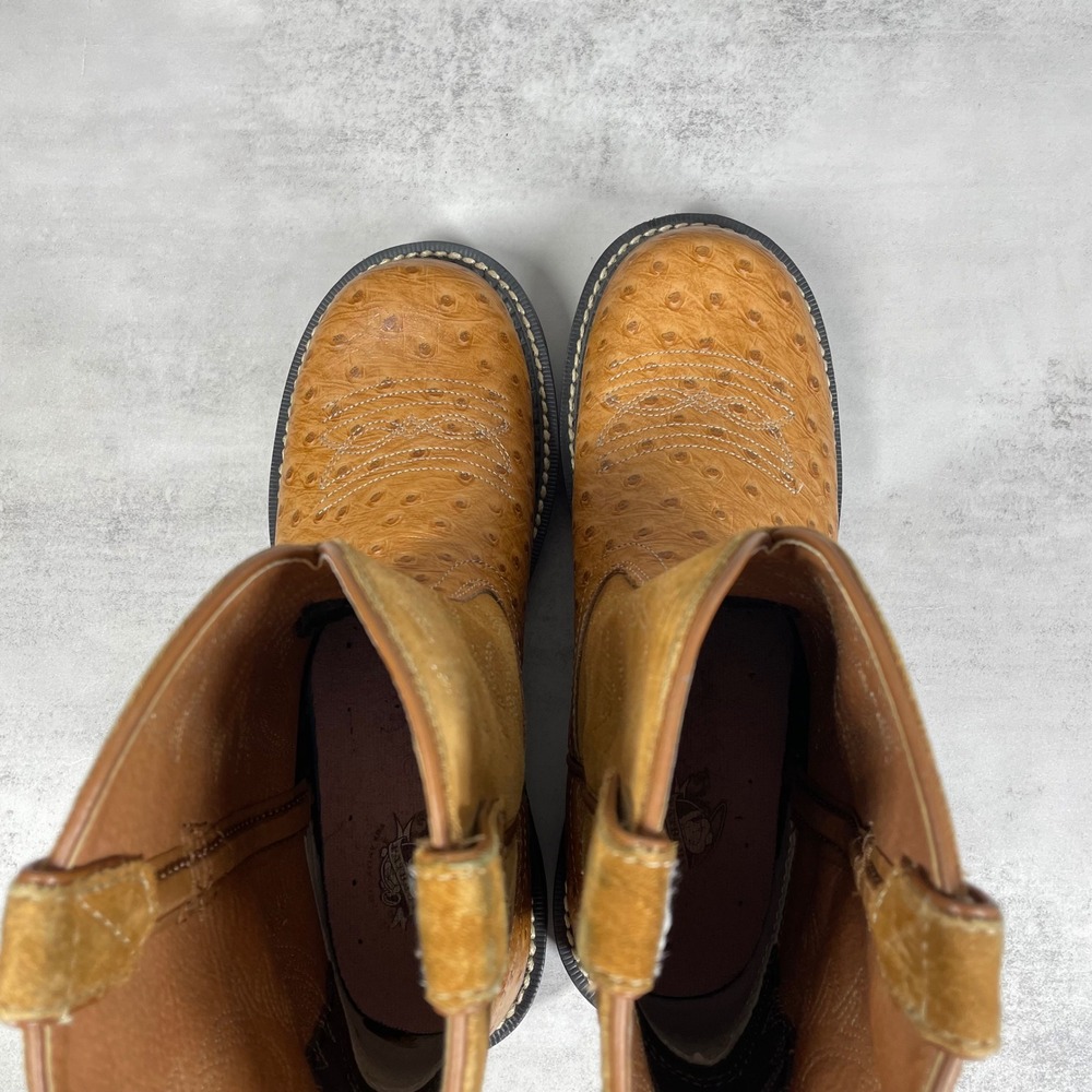 Ariat Fatbaby Western Boots Womens 9 Ostrich Print Leather Suede Tan - Picture 9 of 11